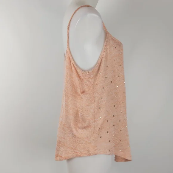 Crossroads Women's Top Size Large Orange Sleeveless Knit Round Hem Diamantes - Picture 9 of 14